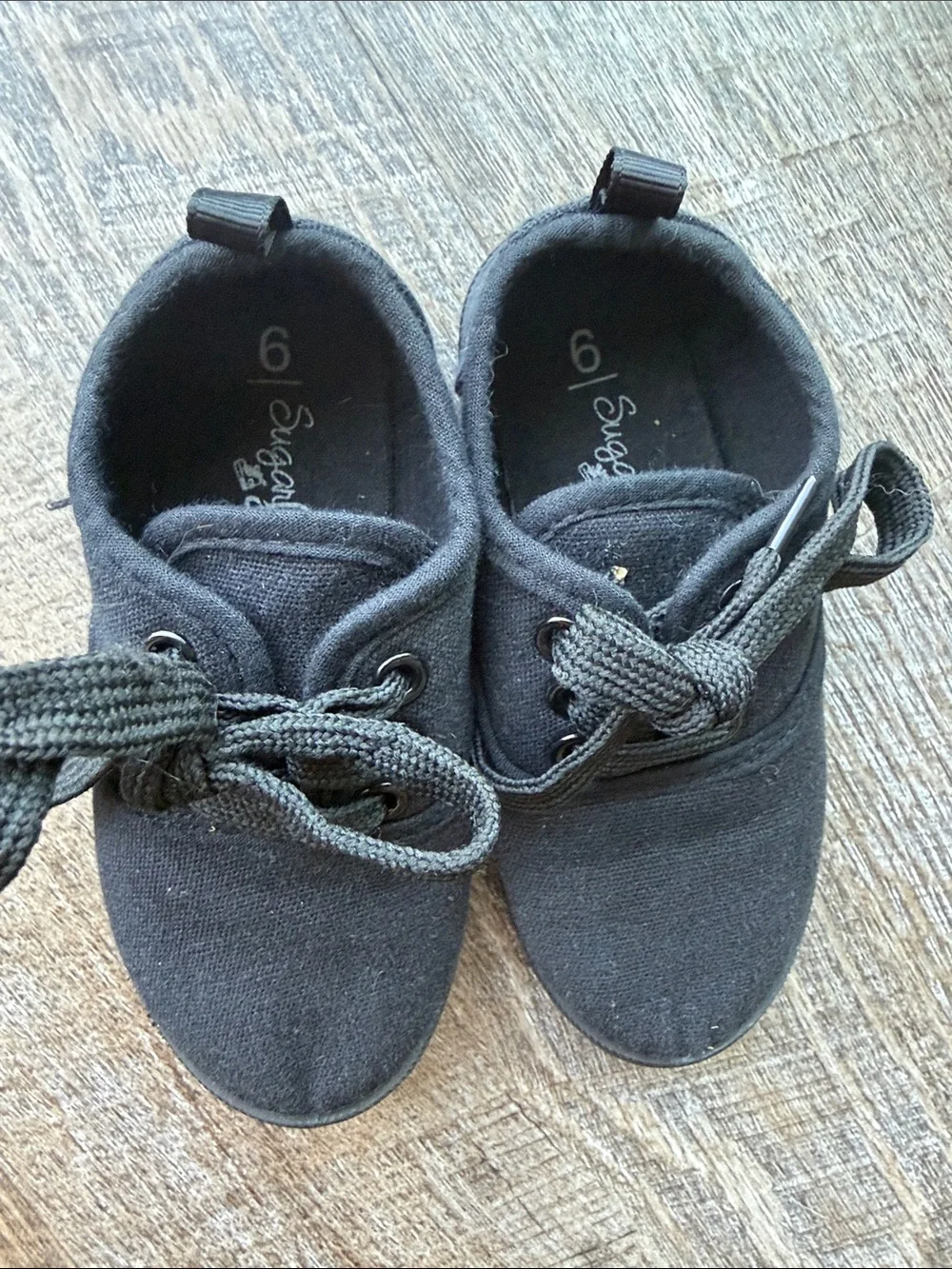Kids Black Canvas Lace-Up Sneakers